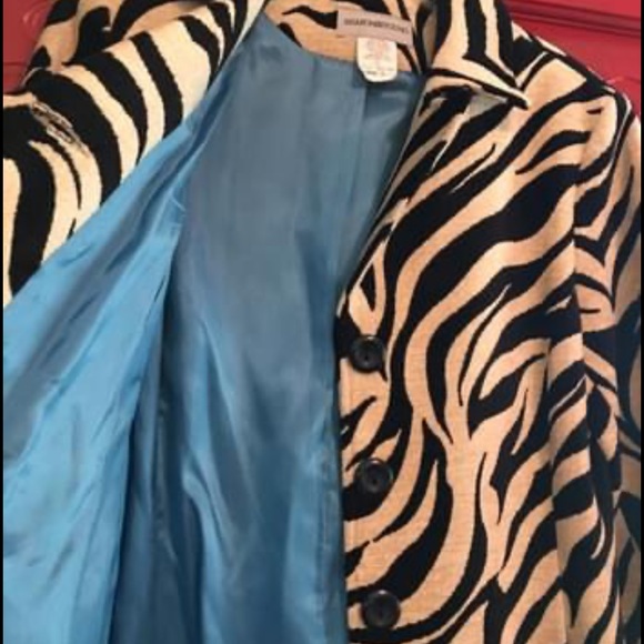 Vintage Sharon Young. heavy Zebra print & turquoise. 35" long . FITS LIKE SIZE 6 - Picture 3 of 11